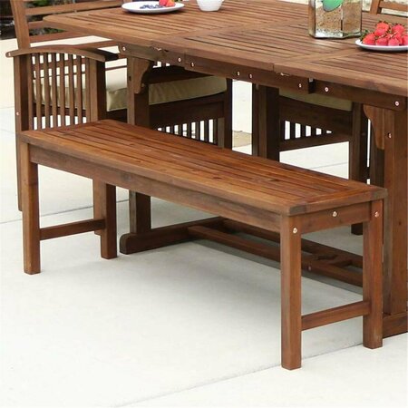 WALKER EDISON FURNITURE Acacia Wood Patio Bench - Dark Brown OWB7SDB